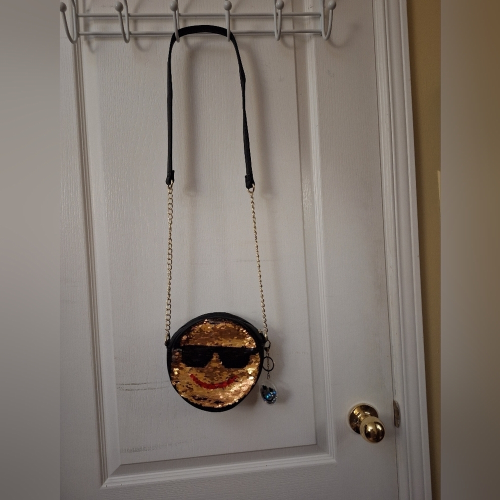 Ardene Gold And Silver Reversible Emoji Crossbody Purse